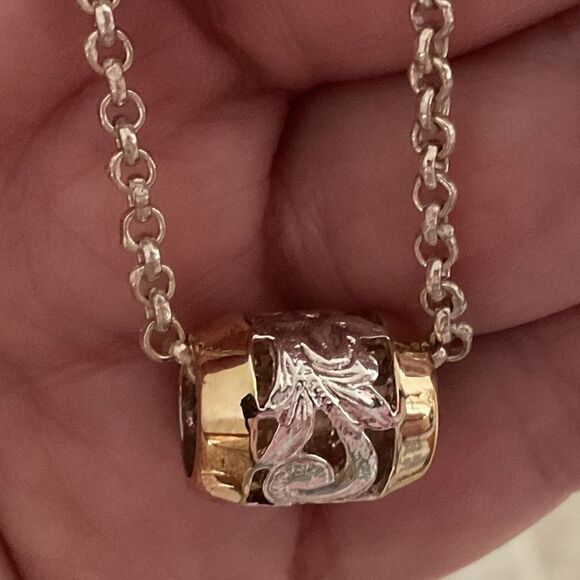 STERLING SILVER GOLD PLATED SILVER NECKLACE WITH CHAIN​ - Picture 6 of 11